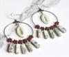 red jasper + aventurine + tree agate tassels + brass hoops