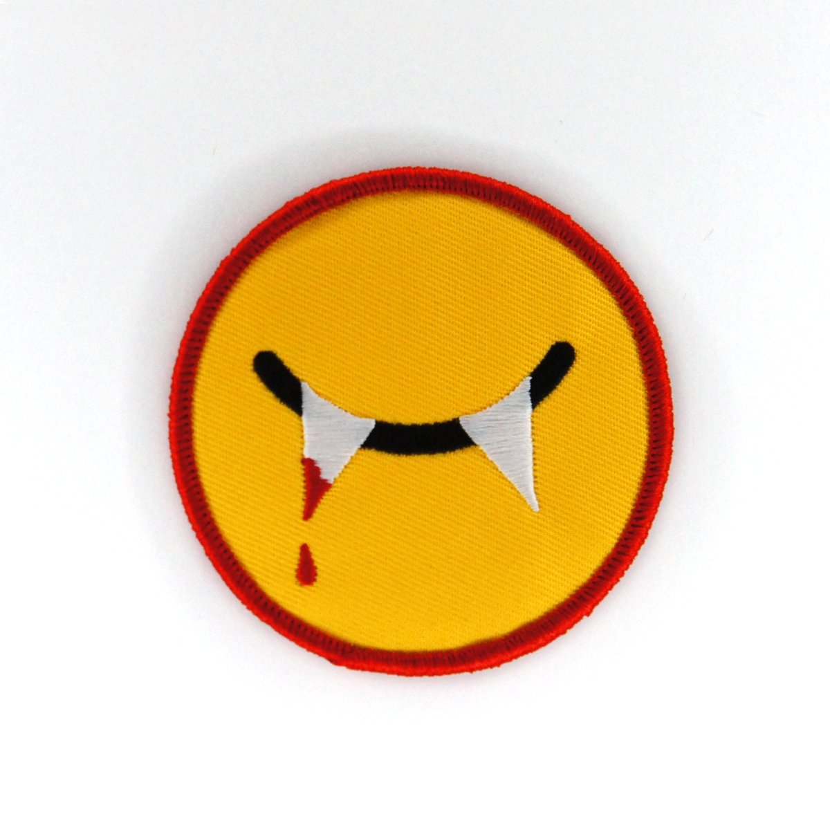 Vampire Smiley Iron-On Patch