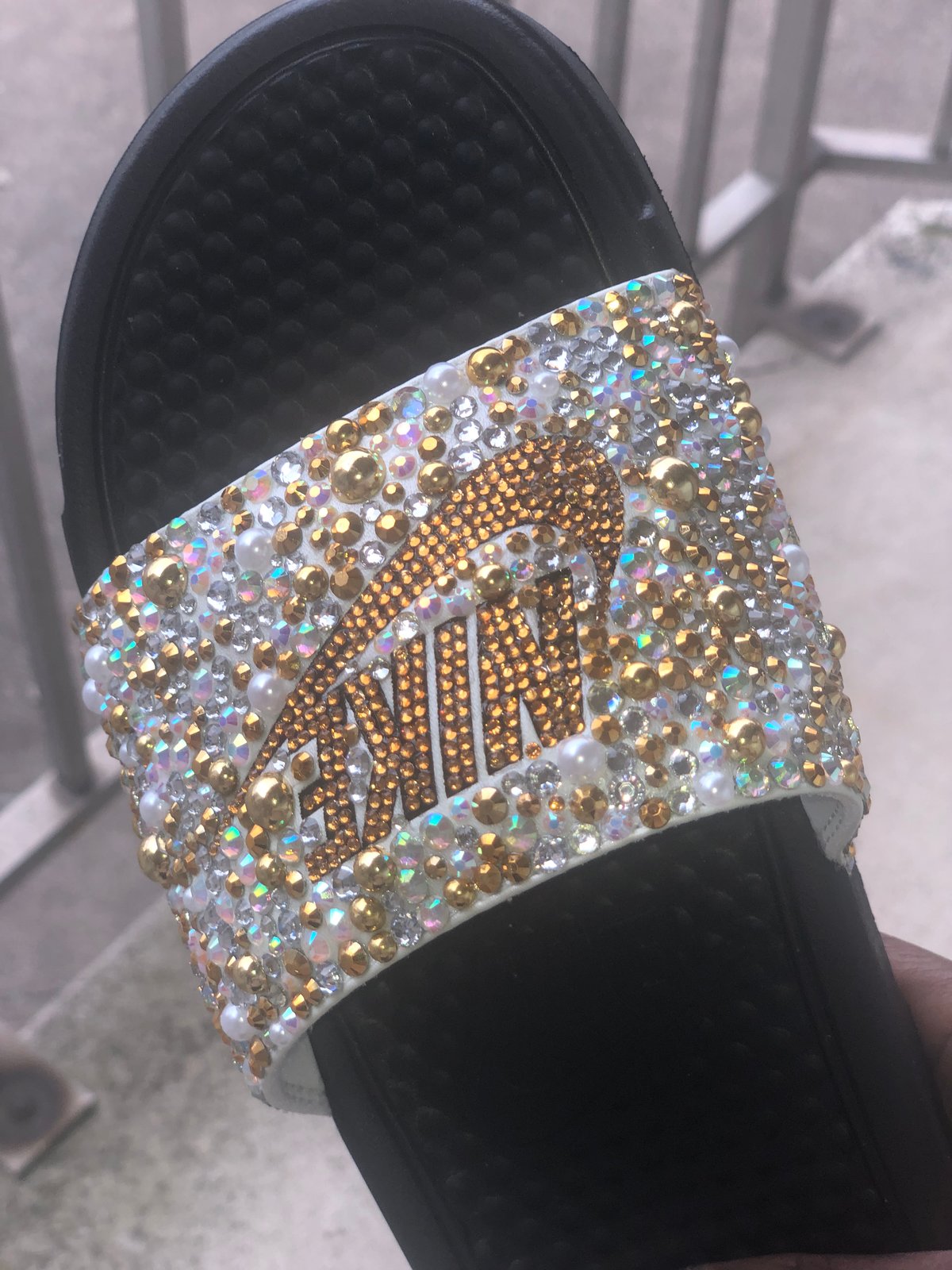 nike glitter slides