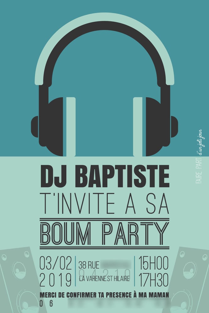 Invitation Pour Un Anniversaire Boum Party Faire Part D Un Joli Jour