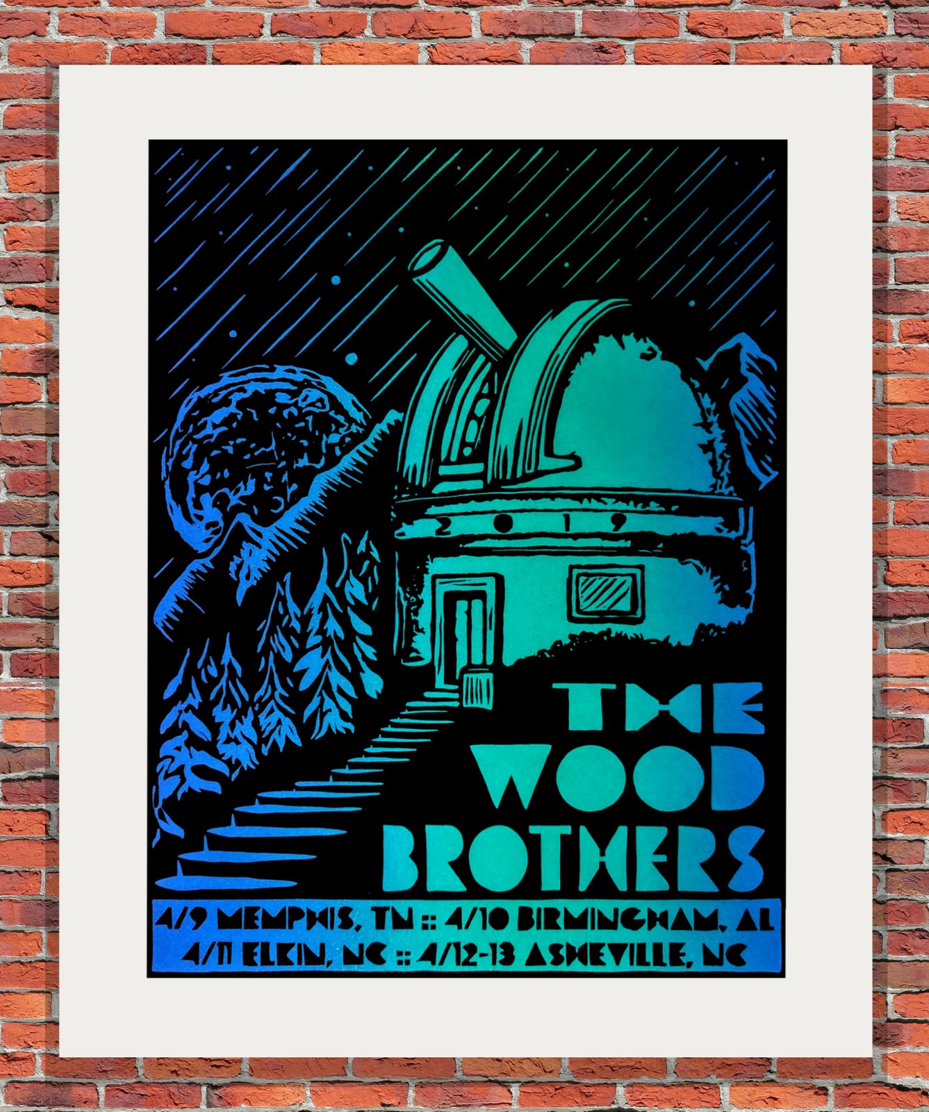 "Sky High" Blue and Green The Wood Brothers Tour Print / Jon Rose