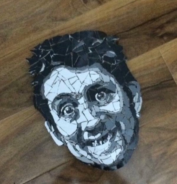 Image of Shane McGowan ceramic tile mosaic head portrait 