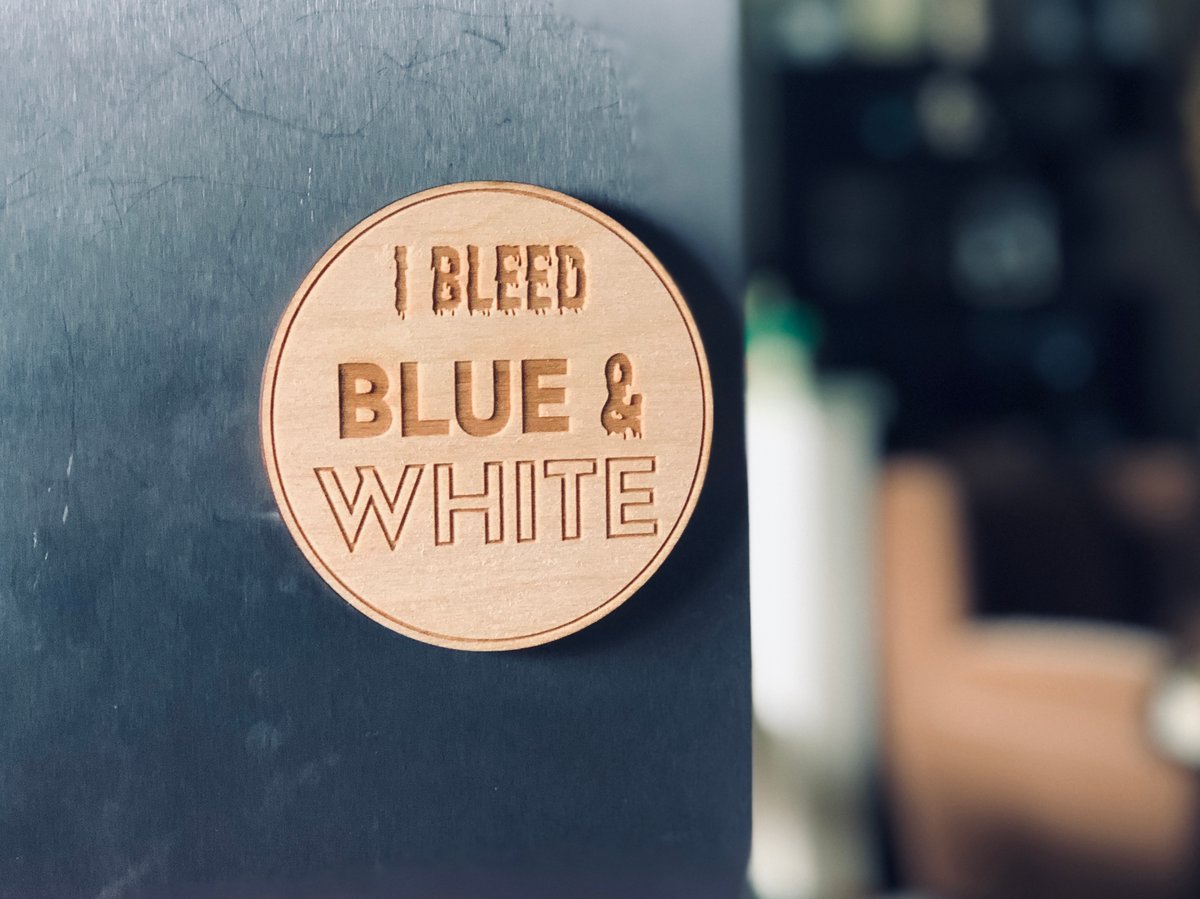 Image of Bleed blue and white wood Magnet/Coaster 