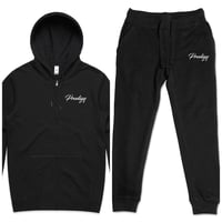 Image 1 of NEW BRAND PRODIGY BLACK FULL SCRIPT EMBROIDERED JOGGER SUIT