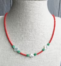 Image 3 of Coral and Clover Necklace