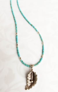 Image 4 of Tiny Turquoise and Silver Fauna Necklace