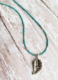 Image 1 of Tiny Turquoise and Silver Fauna Necklace