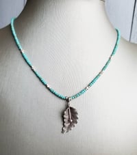 Image 2 of Tiny Turquoise and Silver Fauna Necklace