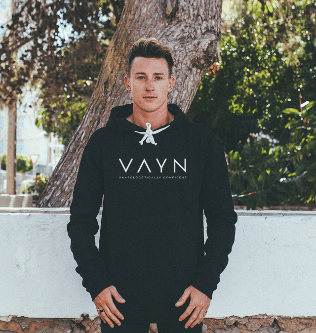 Image of VAYN ORIGINALS Unisex Organic Cotton Hoodie in Black + 🌲 Planted