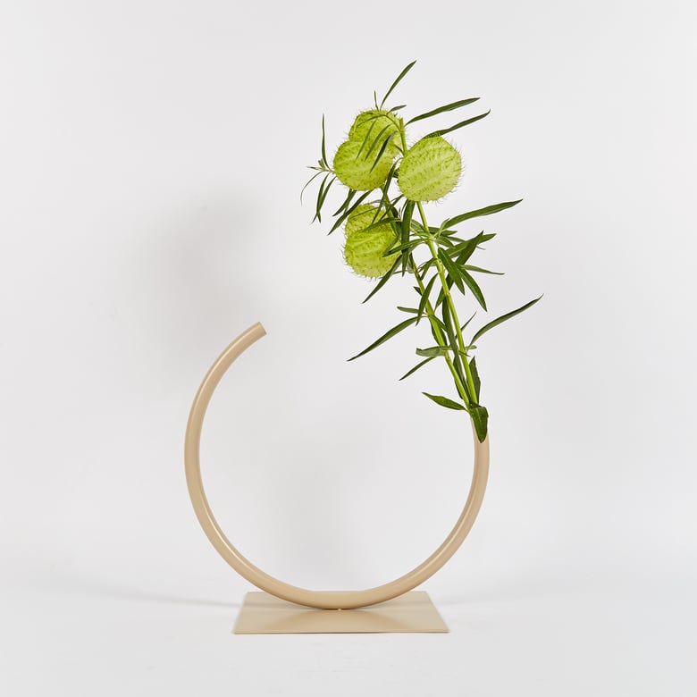 Image of Medium, BEIGE Edging Over Vase