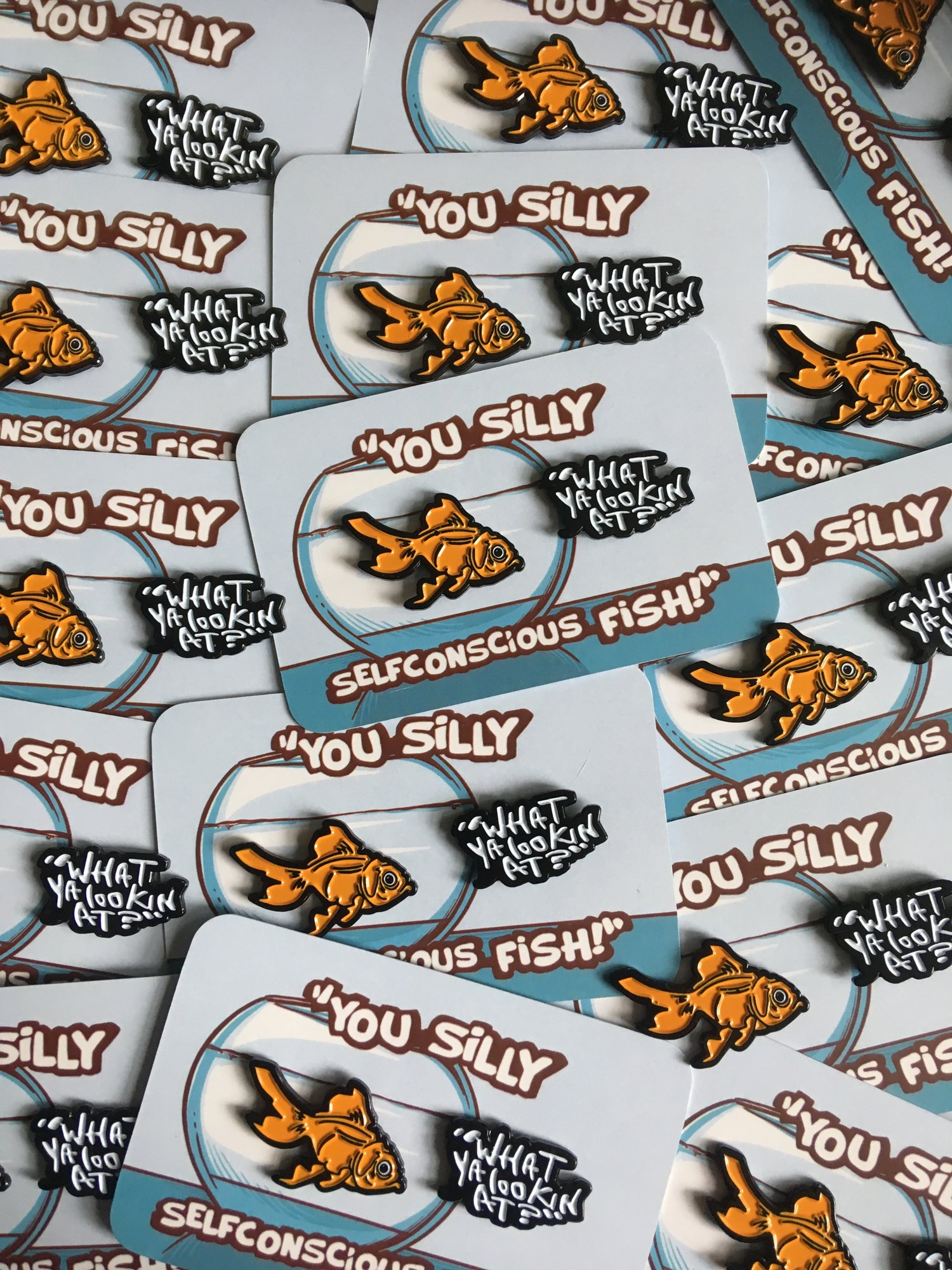 Image of You silly self conscious fish pin set