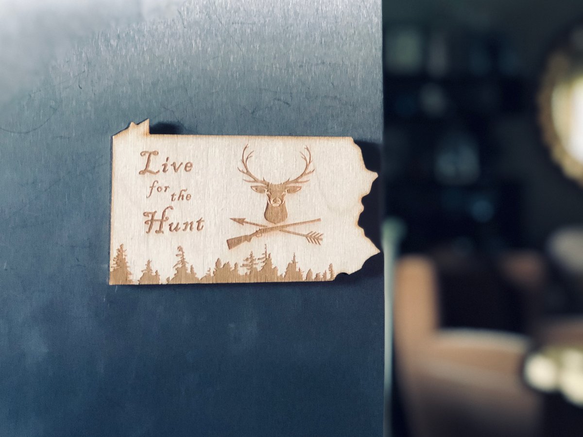 Image of Live to Hunt PA Wood Magnet 