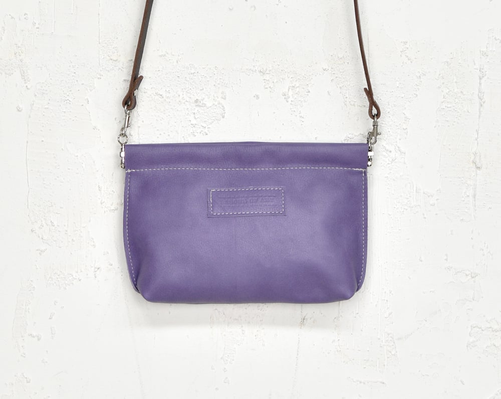 Image of Lavender Suede Leather Purse, Leather Clip Frame Pouch