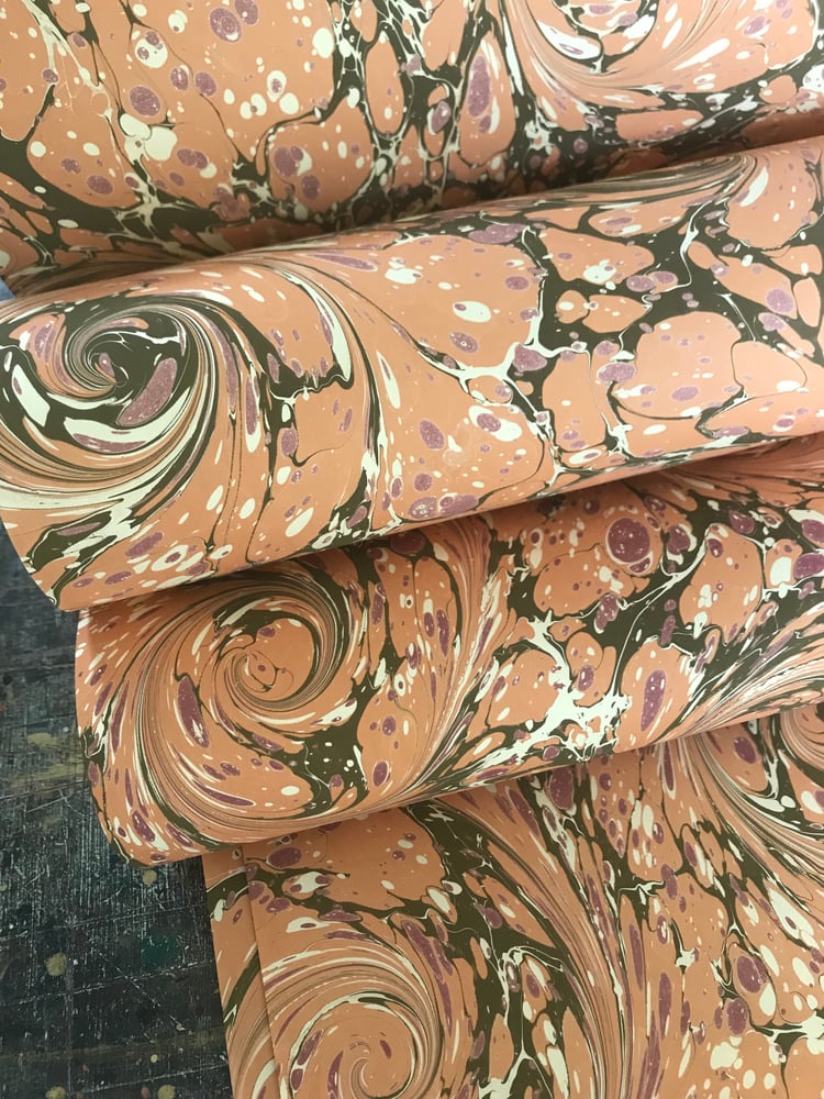 Image of Marbled Paper #33 'Orange Modern' Marbled Paper