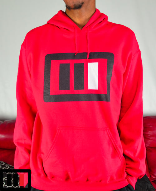 Image of Follow the Leader Red Hoodie ( black, white)