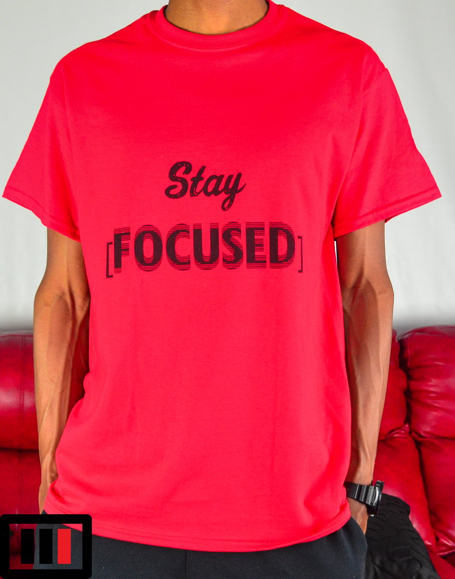 Image of Stay [Focused] Red T-shirt ( black, dark grey )