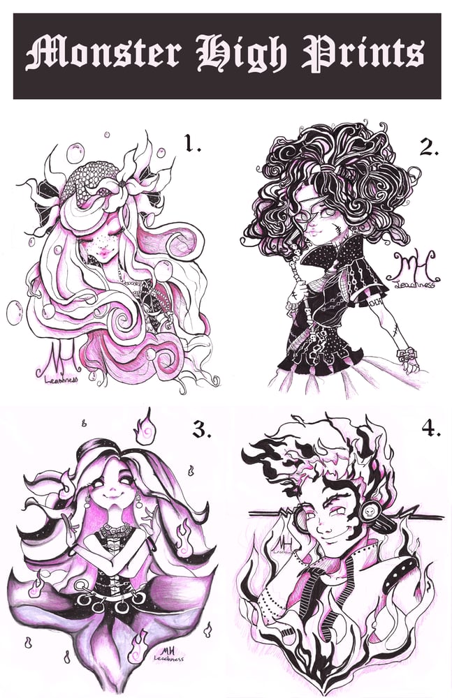 Image of Monster High Inktober Prints