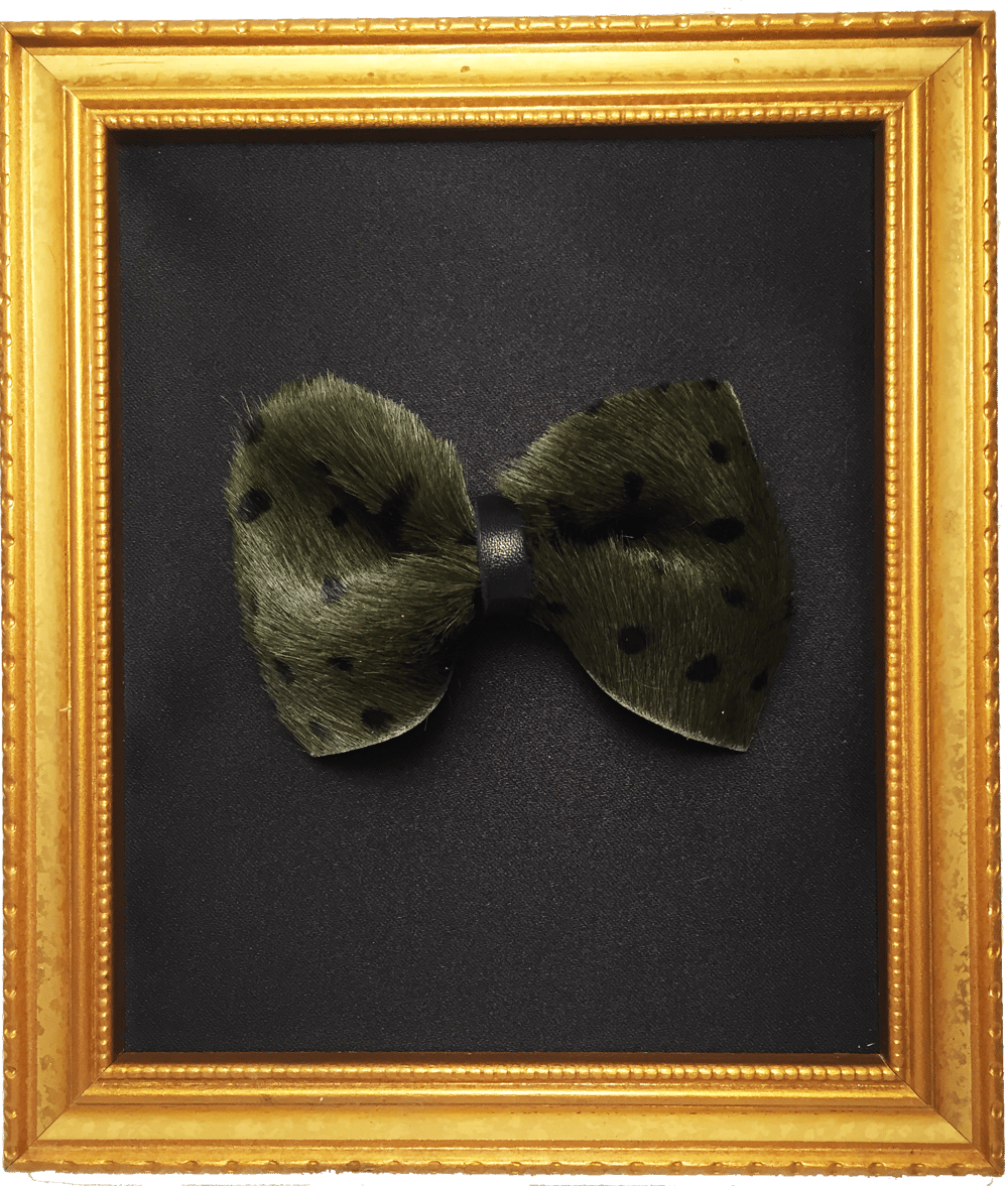 Image of Polka Dot Green Leather Bow