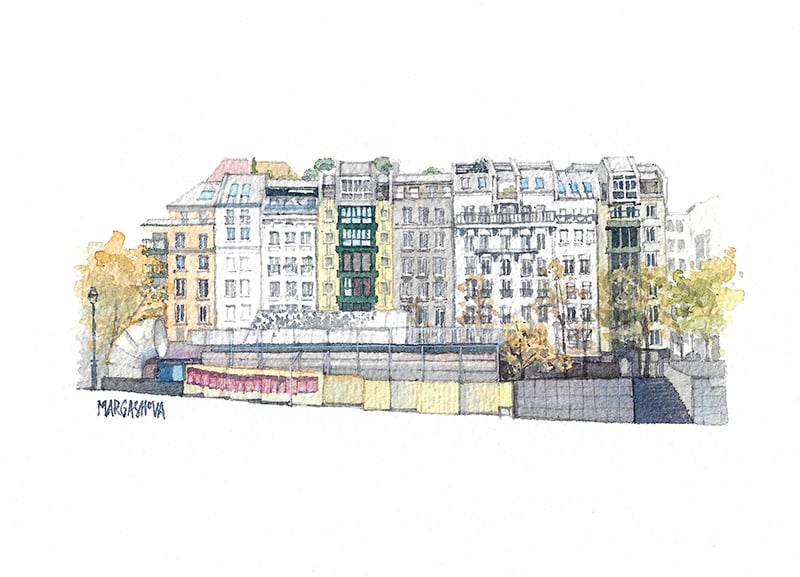 Image of Place Georges Pompidou | Print | Watercolor