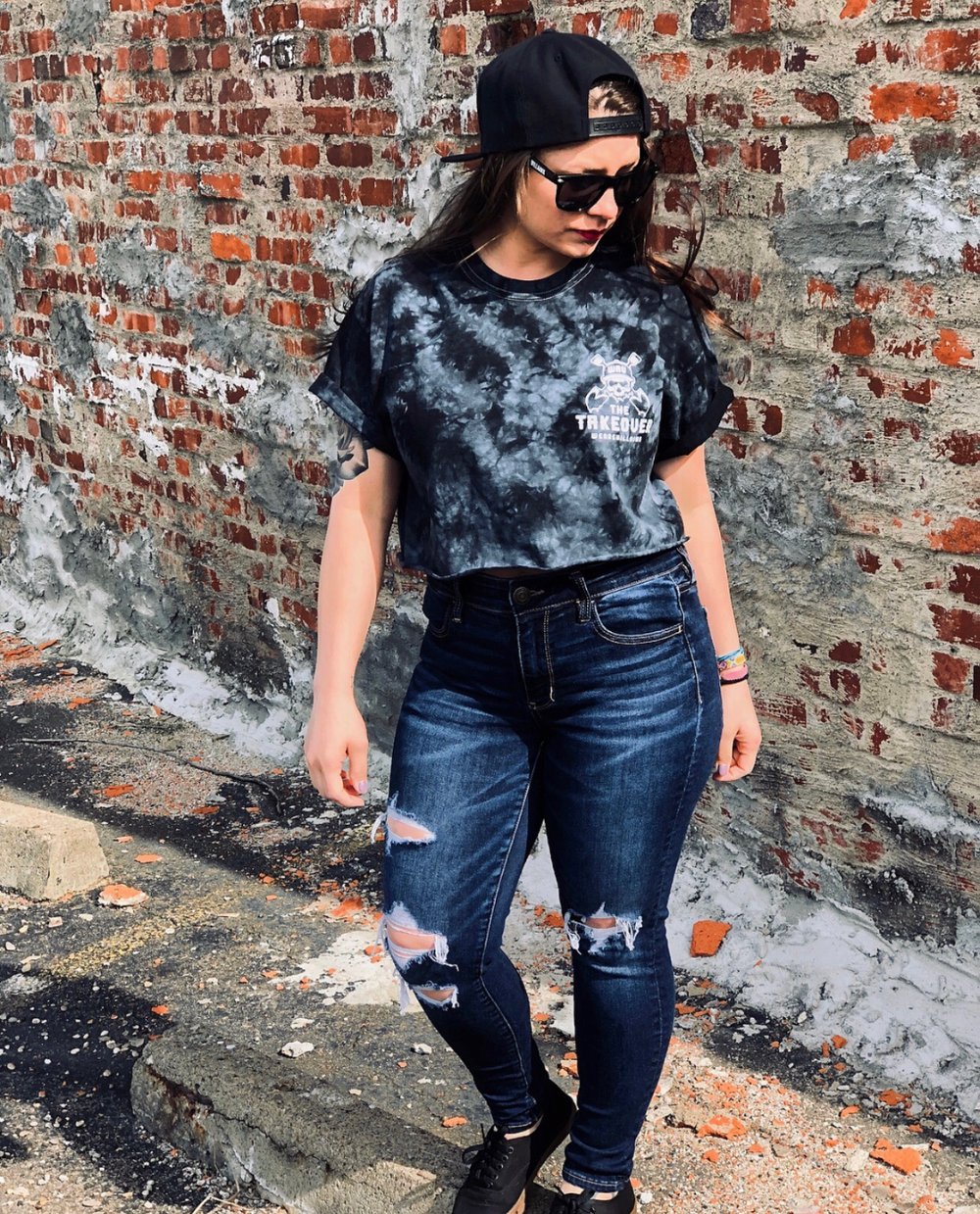 The Takeover black tie dye crop tee