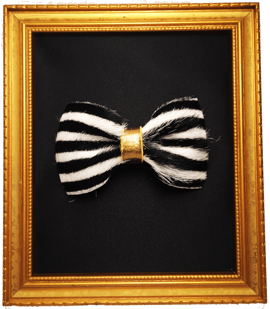 Image of Stripes Black and White Leather Bow