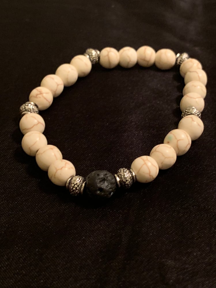 Image of Howlite and Lava stone bracelet 