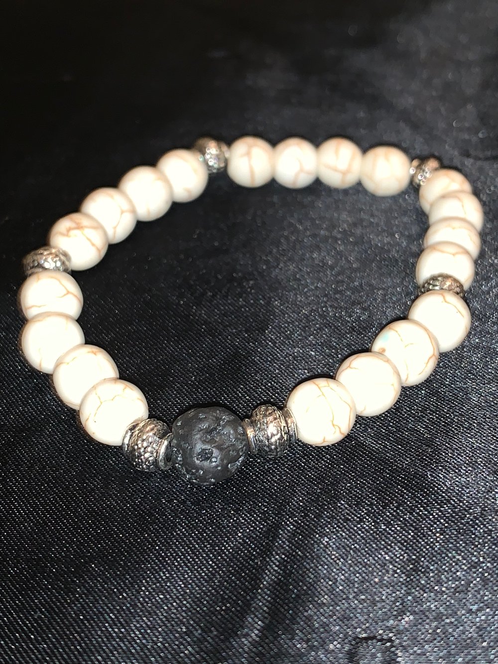 Image of Howlite and Lava stone bracelet 