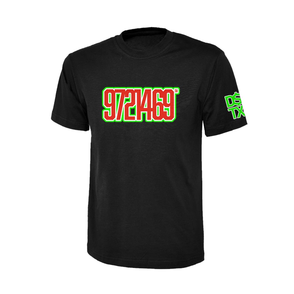 Image of Black Tee - 9721469 (Red/Green/White)