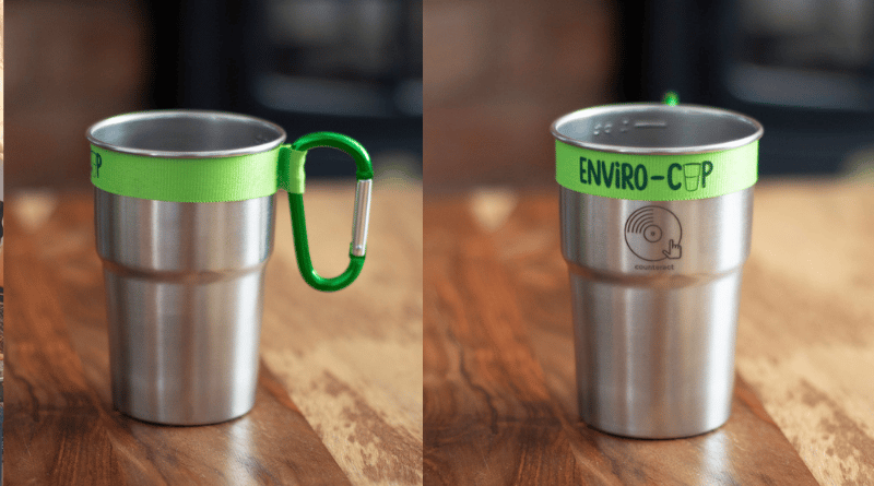 Image of Counteract Reusable Stainless Steel Cup with Custom Fit Carabiner Clip