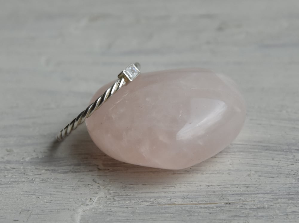 Image of Sample Sale - .925 Silver Stacking Ring with Cubic Zirkonia