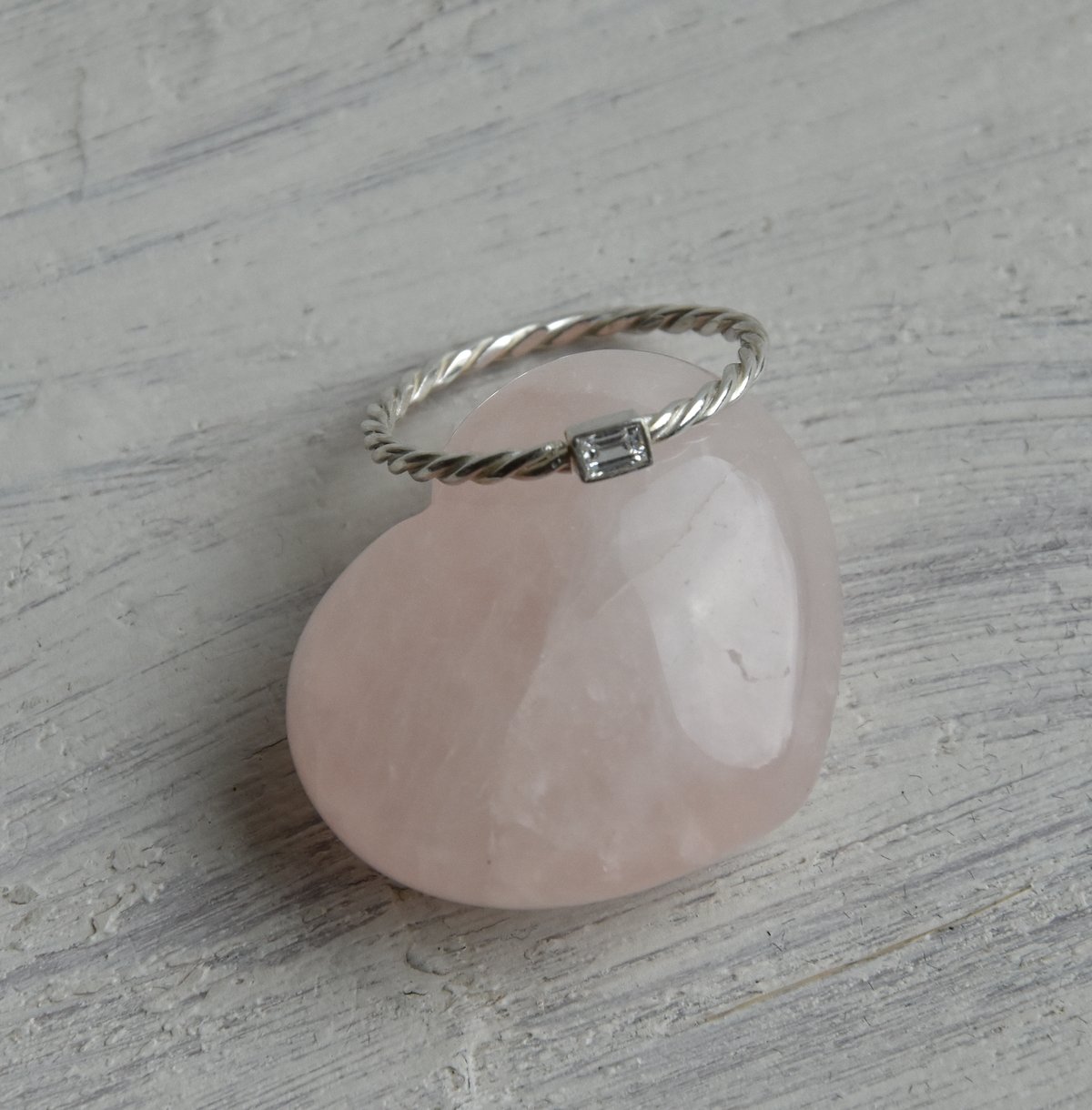 Image of Sample Sale - .925 Silver Stacking Ring with Cubic Zirkonia