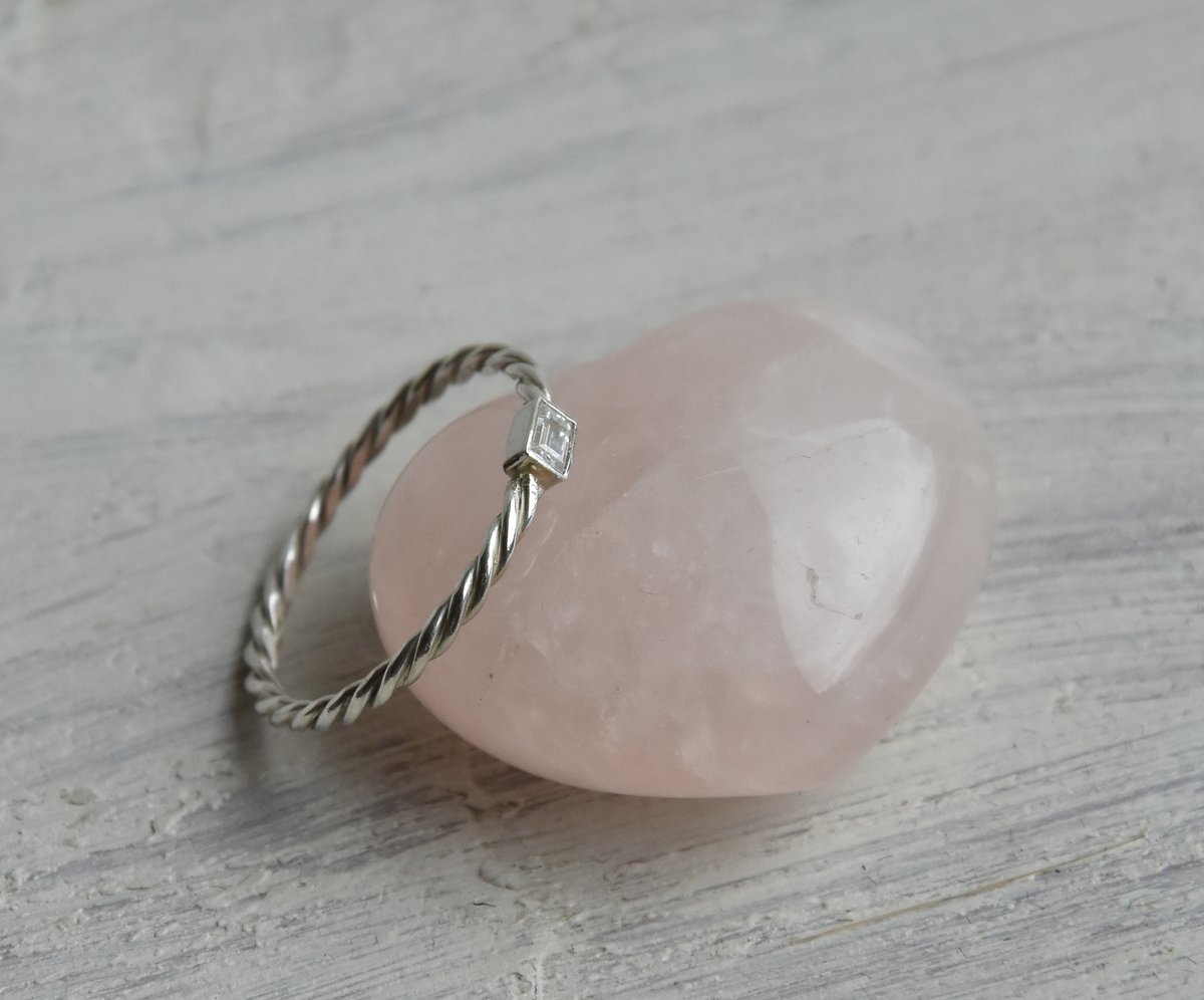 Image of Sample Sale - .925 Silver Stacking Ring with Cubic Zirkonia