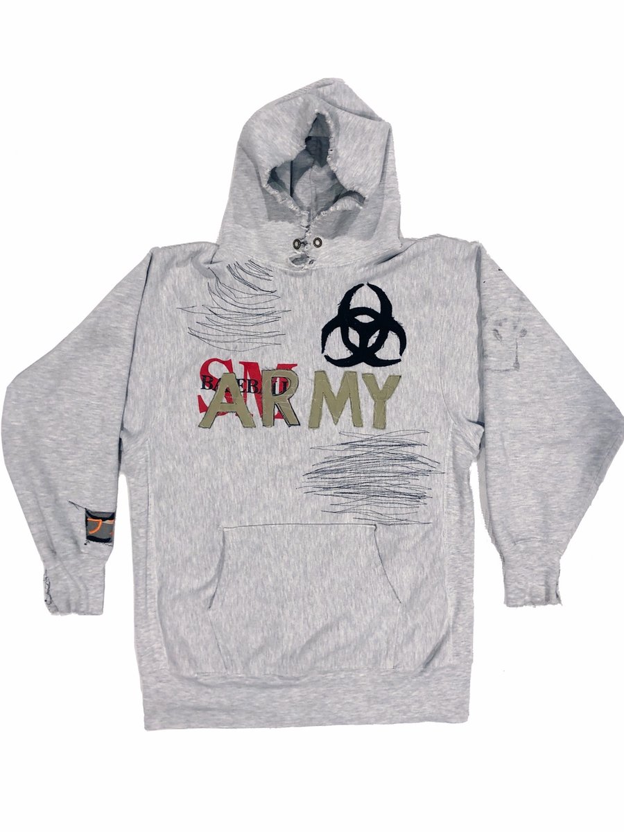 Image of ARMY DISTRESSED HOODIE (GRAY)