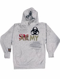 Image 1 of ARMY DISTRESSED HOODIE (GRAY)