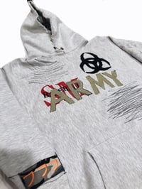 Image 3 of ARMY DISTRESSED HOODIE (GRAY)
