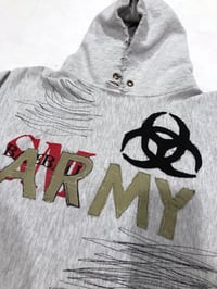 Image 4 of ARMY DISTRESSED HOODIE (GRAY)