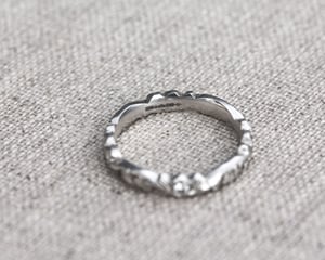 Image of Platinum 3mm floral carved ring