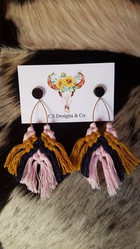 'Stella' macrame and cowhide earrings (more colours)