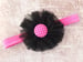 Image of ROCK BOTTOM BLOWOUT SALE Black and Hot Pink Button Headband