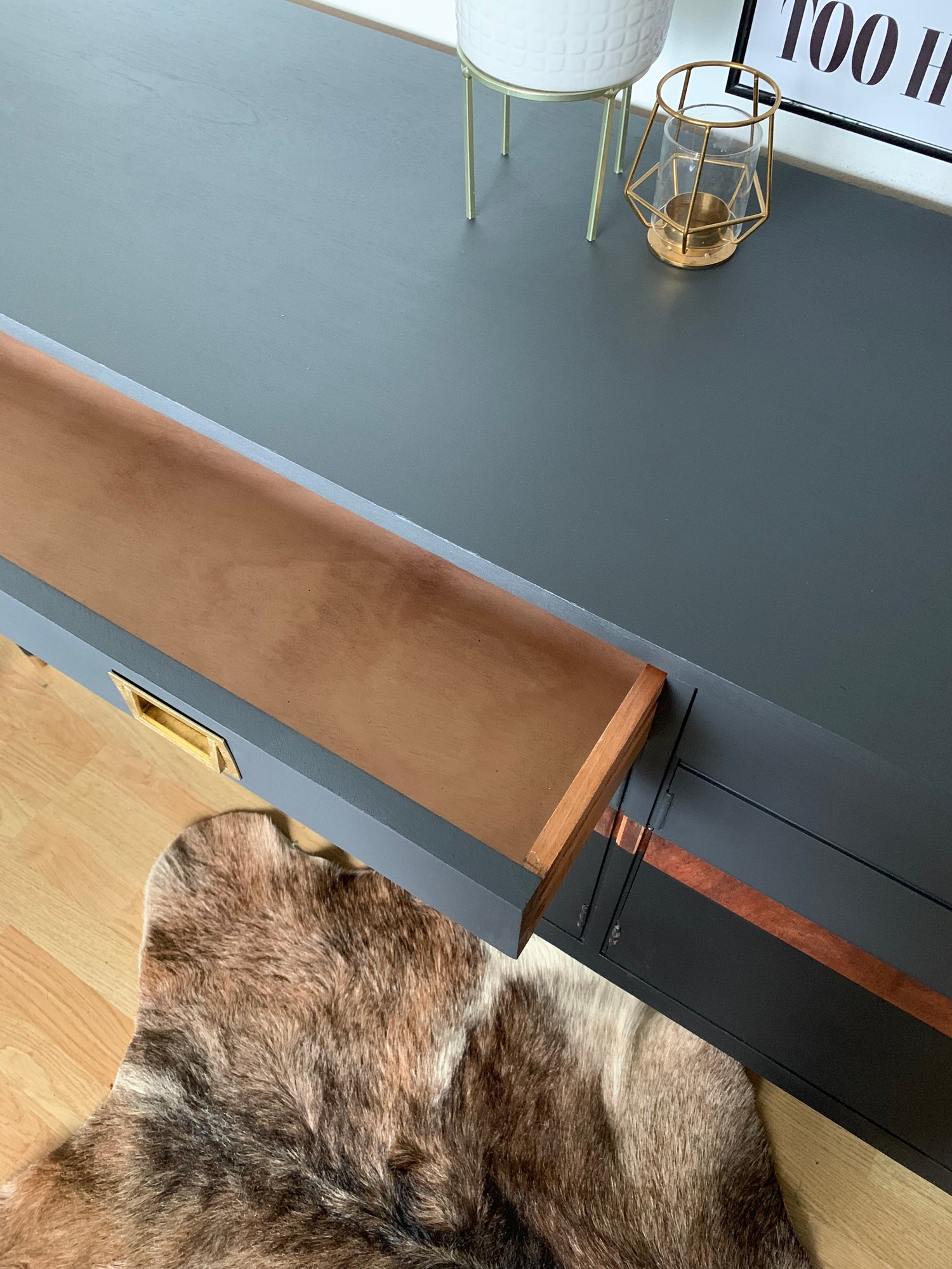 Image of Stunning black, grey and wooden sideboard