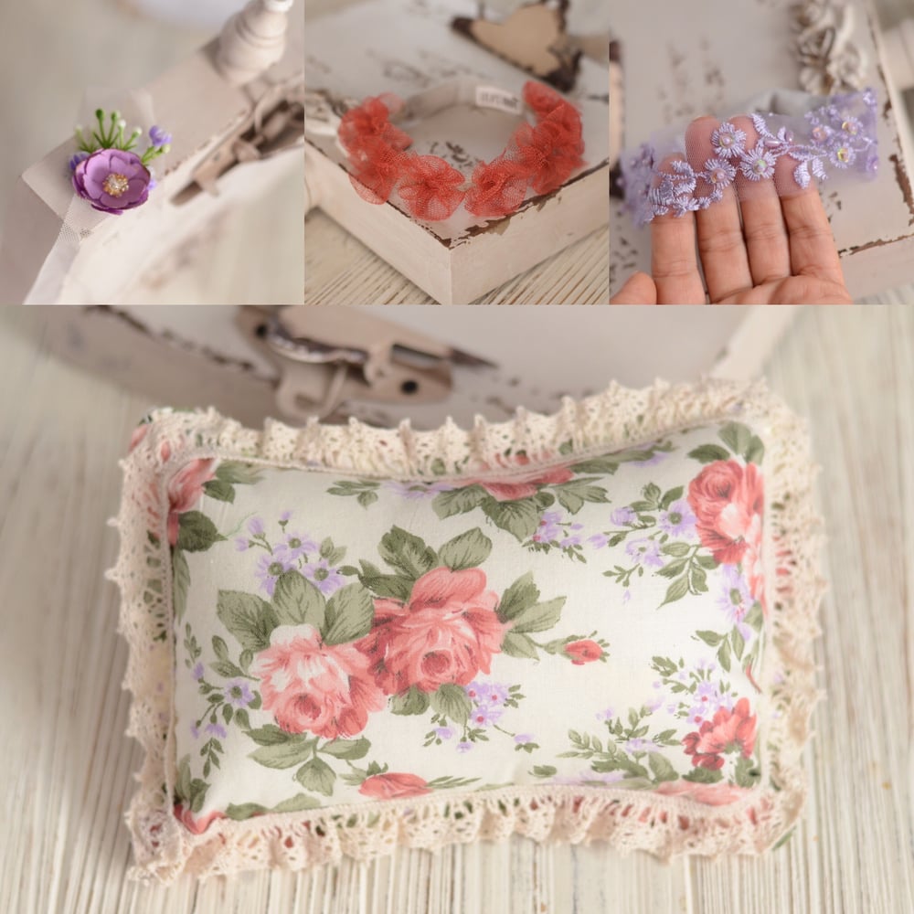 Image of Vintage Roses and flowers  pillow 