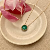Image 1 of Gold Fill Green Onyx Teardrop Necklace