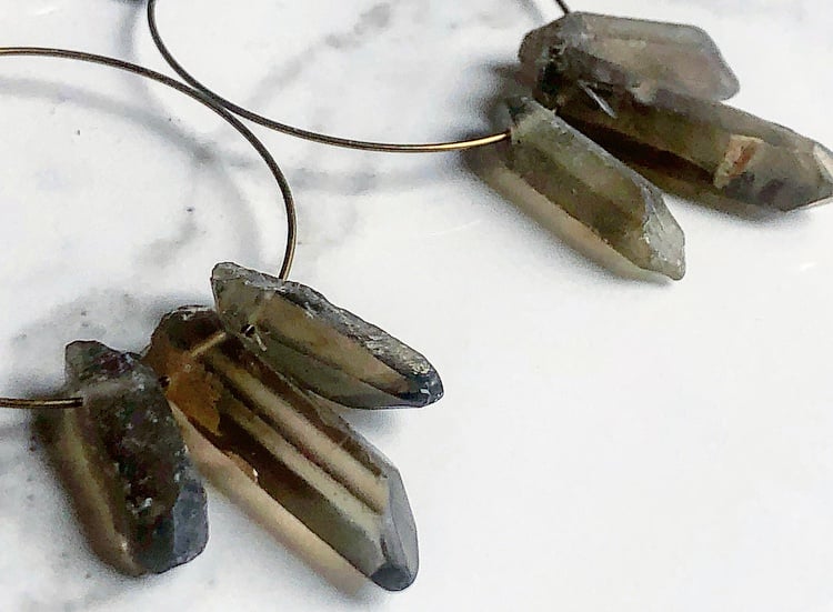 Image of smoky quartz + brass
