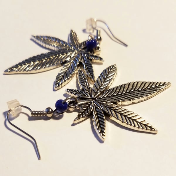 Image of Weed Leaf Earring - Blue