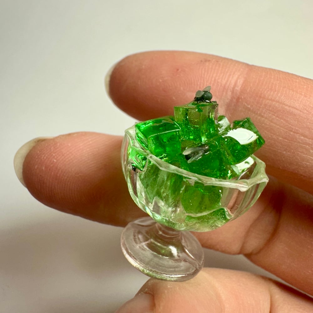 Image of Cubed Gelatin with Flies