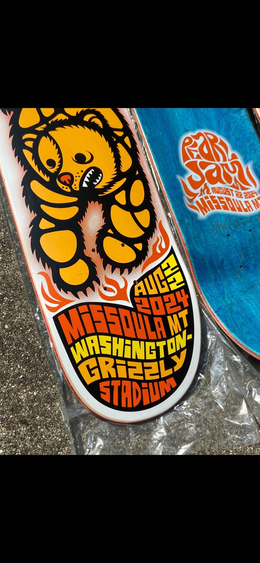 Pearl Jam Missoula, MT Screen Printed Skateboard Deck, Signed & Numbered 