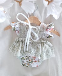 Image 3 of Newborn girls body-dress for photoshoots | Emily | floral sage