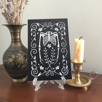 Image 3 of Disarticulation Skeleton And Filigree Print On Board