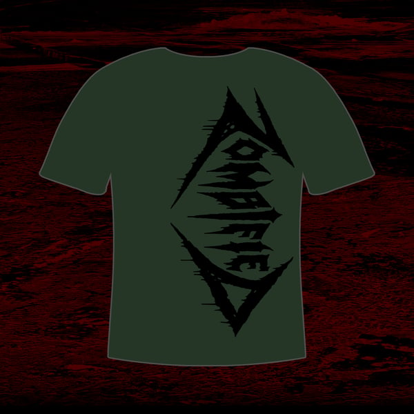 Image of Zombified Vertical Logo Military Green T