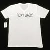  Men's Classic Foxy Baby By Juan Legato White and Black Short Sleeve V-Neck T Shirt.